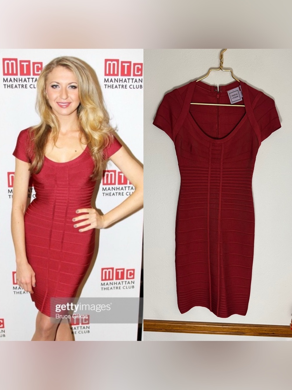 Herve Leger Bailey bandage dress in scarlet red size Small